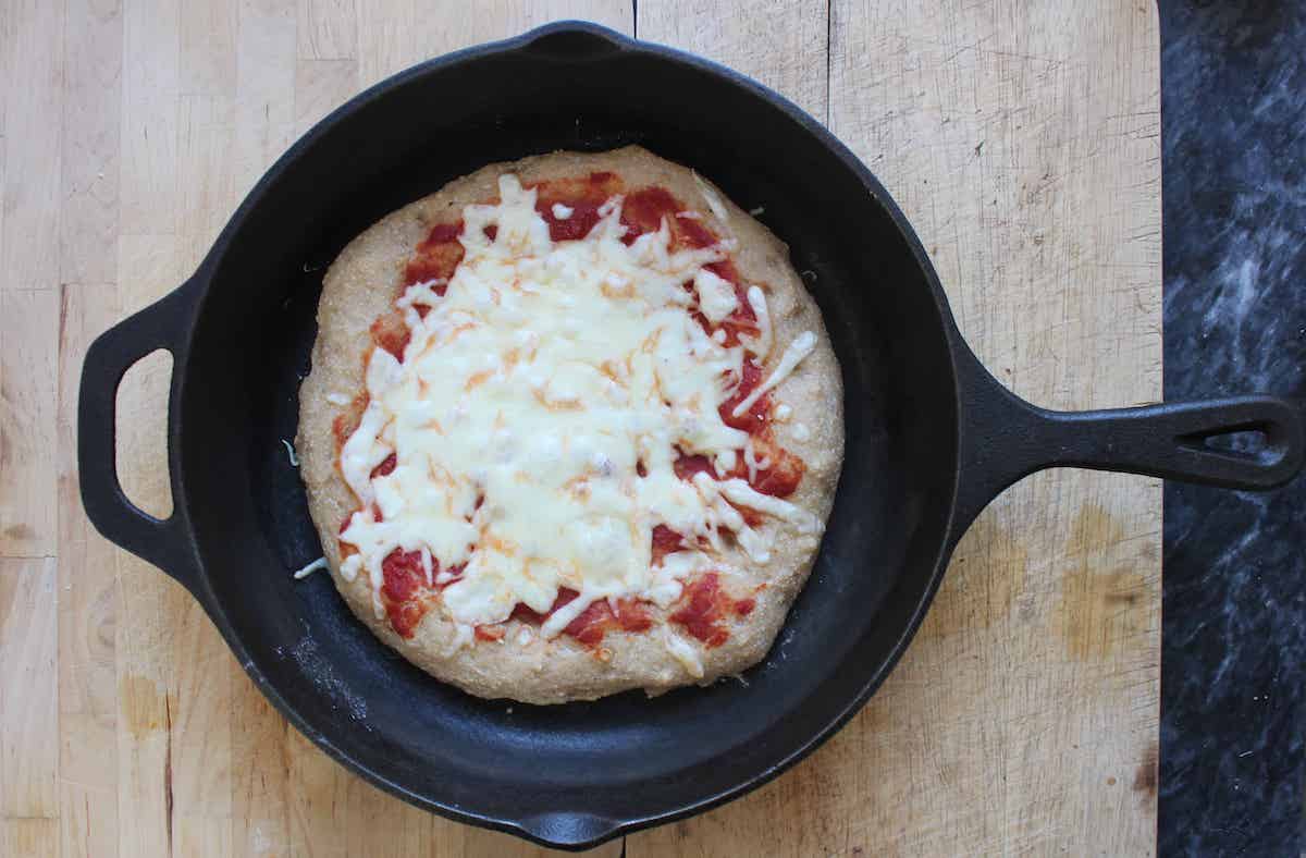 Cast Iron Whole Wheat & Herb Sourdough Pizza Crust Recipe