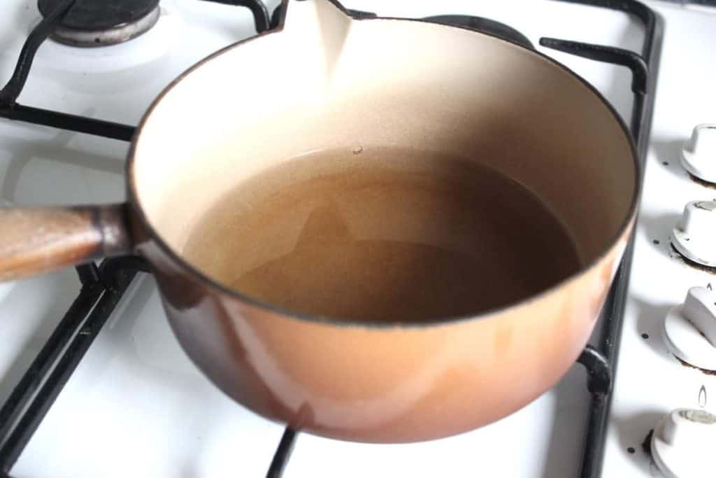 Maple syrup and water in a small saucepan to make a maple simple syrup.